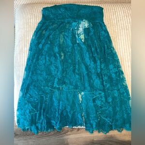 High-low Teal Lace skirt